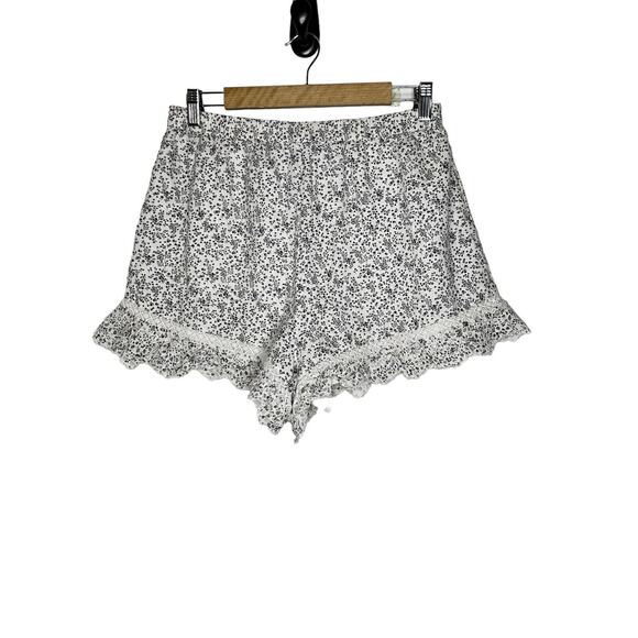 NWT American Eagle Women Shorts Large Floral Print Eyelet Ruffle Hem Linen Blend - Picture 5 of 12